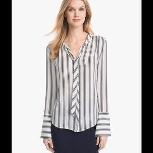 White House Black Market Evelyn Stripe Blouse W/B